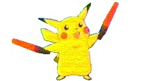 Animated GIF of Pikachu holding illuminated traffic wands